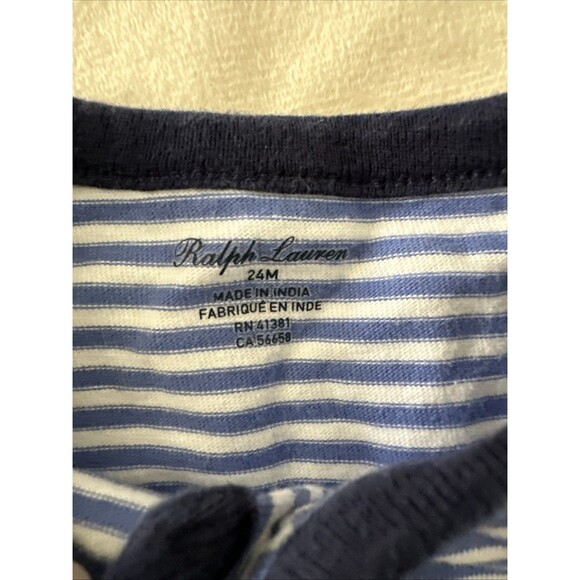 Ralph Lauren 24 Months Rompers Shortalls Blue Striped 2 Pieces Baby 2T - Picture 6 of 14